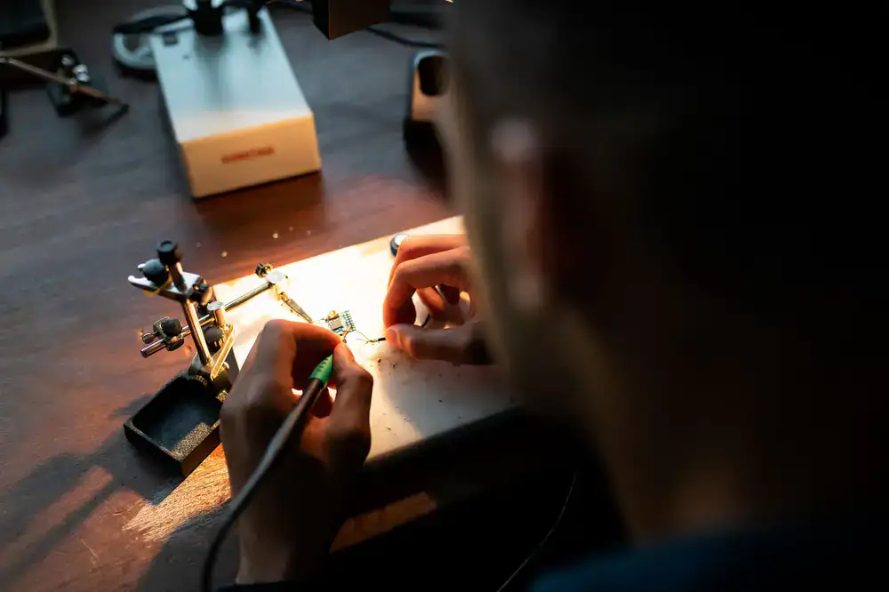 Close up of a chip repair resin injection process